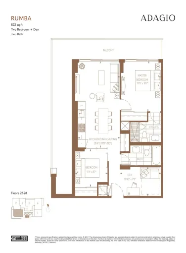 Photo 2 bedrooms + den