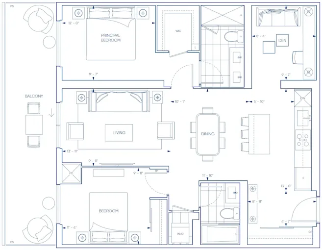 Photo 2 bedrooms + den