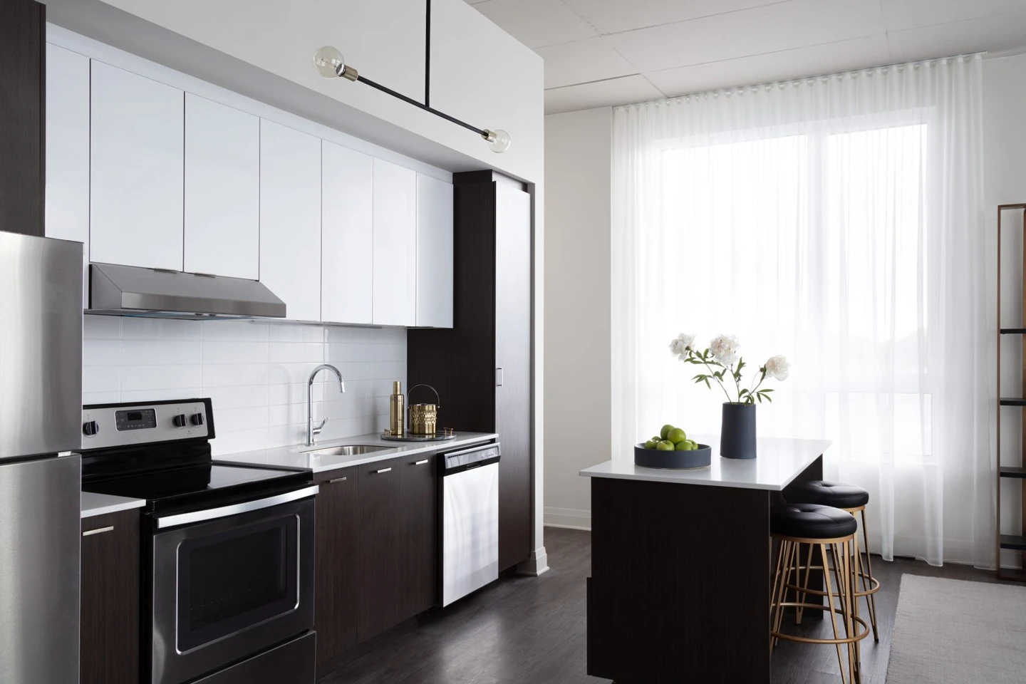 black and white apartment