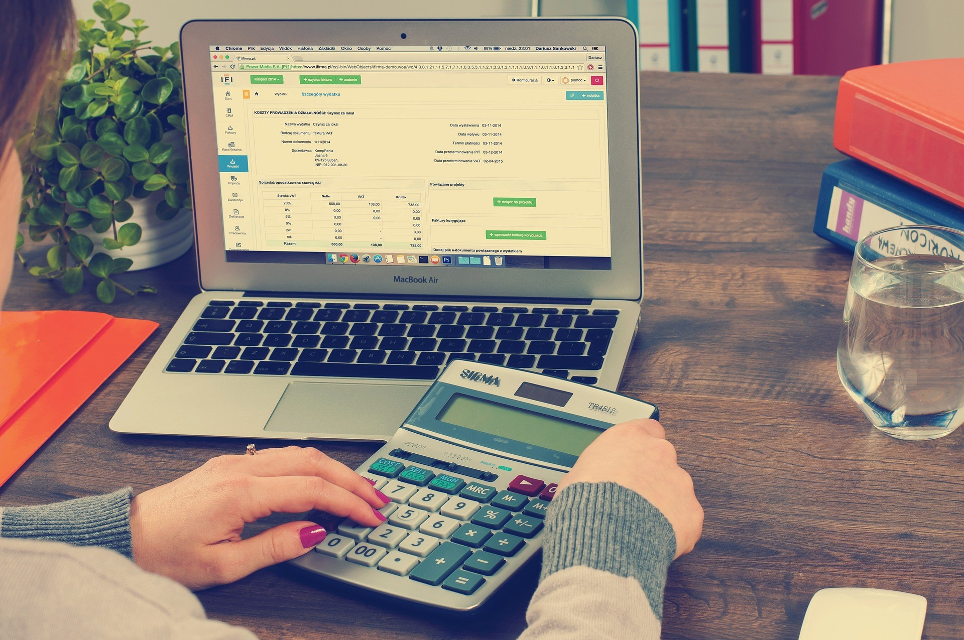 Laptop and calculator