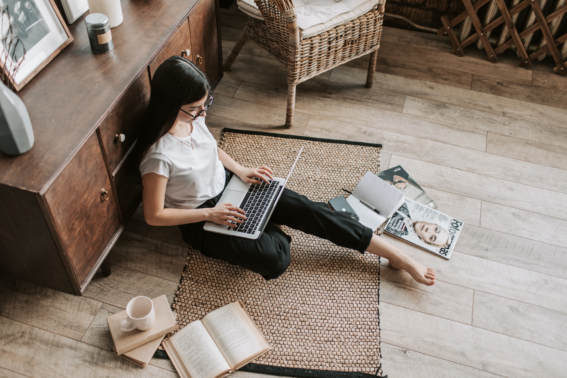 Lady reading on laptop